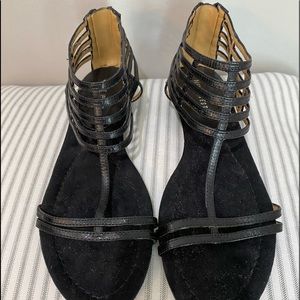 NWOT. Nine West Black Leather Sandals Size 7M.